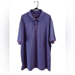 Reebok golf red white and blue striped performance polo